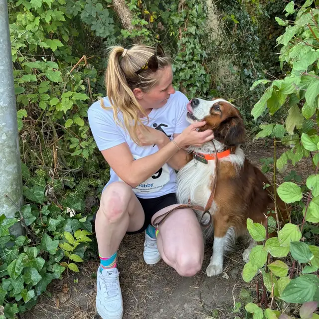 Bobby  ein Australien shepherd  mix begleitet Kathrin Lühmann
zu Canicross und Leichtathletik mit Hund. Dieses Jahr sind sie auf der Hamburger Meisterschaft 2 Platz geworden. | Foto: Kathrin Lühmann