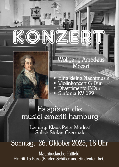 Die musici emeriti hamburg bringen Mozarts Meisterwerke in die Mauritiuskirche Hittfeld | Foto: Rainer Castillon