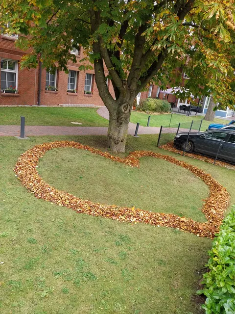 Ein Herz aus Kastanien und bunten Blättern sorgt beim DRK-Seniorenheim in Drochtersen für Freude | Foto: König
