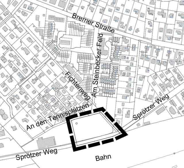 Auf der umrahmten Fläche soll die neue Kita entstehen | Foto: Stadt Buchholz