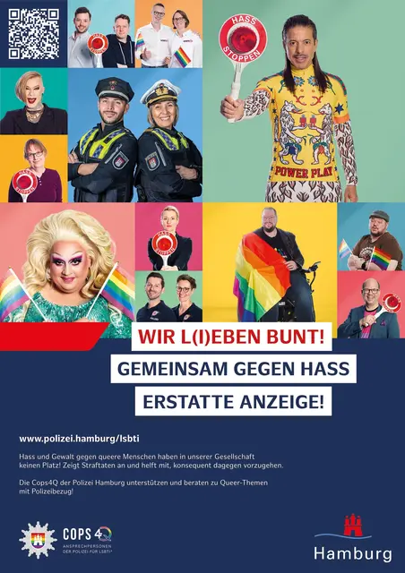 Die Polizei Hamburg wirbt mit diesem Kampagnenbild  anlässlich der "Pride Week" für Toleranz und Vielfalt | Foto: Polizei Hamburg