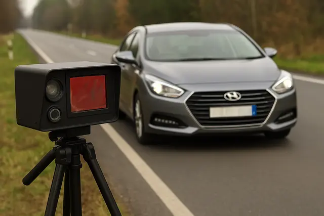 Auf der B74 in Höhe von Schwingerbaum wurde ein Hyundai-Fahrer geblitzt 8Symbolbild) | Foto: KI-generiert