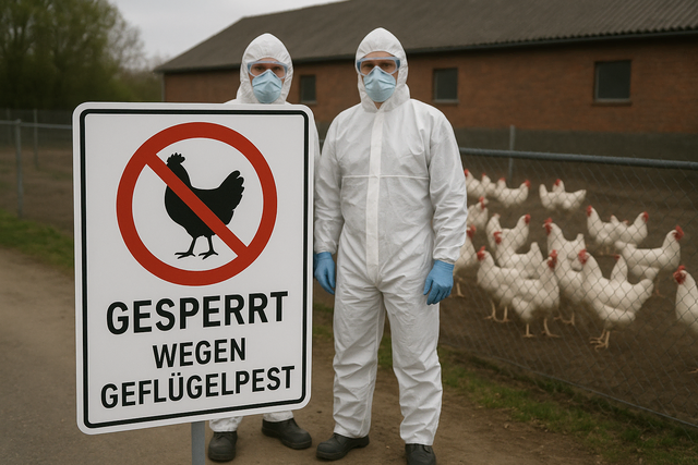 In einem weiteren Betrieb im Landkreis Stade ist die Gefügelpest ausgebrochen | Foto: KI-generiert