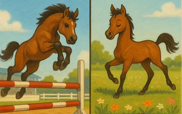 Aus dem Fohlen sollte eigentlich ein Springpferd werden. Doch wegen des vertauschten Spermas erhielt das Tier die Gene eines Dressurpferdes | Foto: KI-generiert