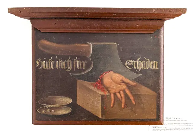 Die Perlenfischerei  in der Lüneburger Heide: Holztafel zur Abschreckung von Perlenräubern  | Foto: Quelle: Kloster Ebstorf, Foto: Wilhelm Westermann