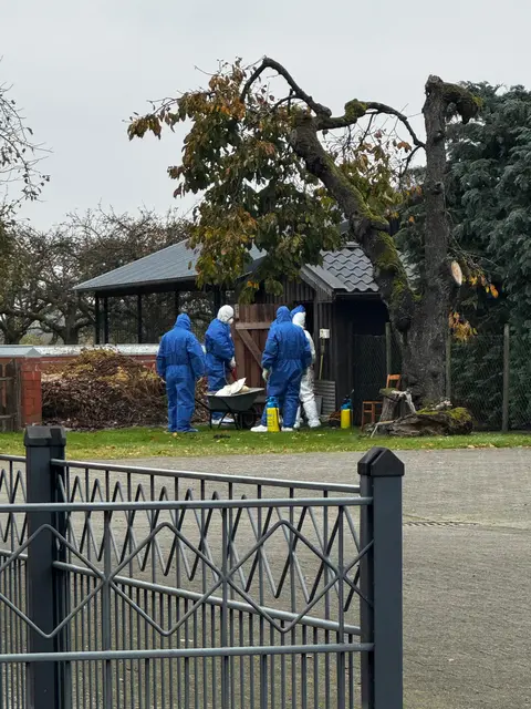 Das Veterinäramt bei der Arbeit.  Unzählige Gänse wurden am Samstagvormittag, 8. November,  in Todtglüsingen getötet  | Foto: sh