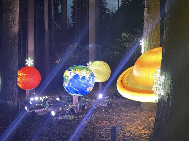 Die Planeteninszenierung lässt den Wald in kosmischem Licht erstrahlen und ist ein echter Hingucker | Foto: tml