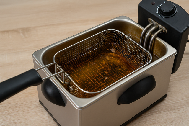 Altes Fett aus der Fritteuse kann jetzt in speziellen Boxen bei den beiden Abfallwirtschaftszentren (AWZ) des Landkreises Stade entsorgt werden | Foto: KI-generiert