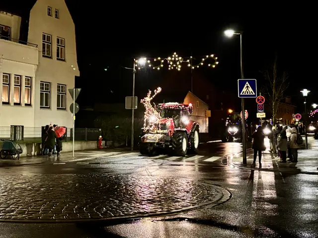 Weihnachtlich geschmückt funkelten die Traktoren auf ihrem Weh durch Horneburg | Foto: pau
