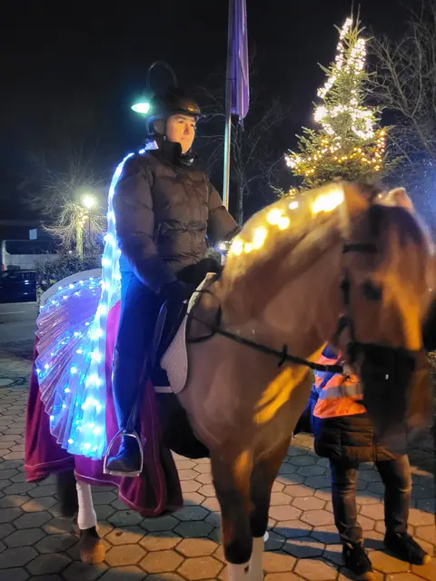 Das Pferd und seine Reiterin führten den kleinen Lichterzauberumzug an | Foto: sh