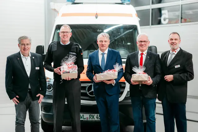 Sie werben für mehr Vorsorge, bessere Strukturen und Zusammenarbeit im Ernstfall: Norbert Böttcher (v. li.), Jürgen Meinberg, Cord Meyer, Hauke Hauschildt und Thomas Grambow bei der DRK-Kreisversammlung in Winsen | Foto: DRK-Kreisverband Harburg-Land e.V.