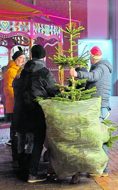 Am Dienstag werden ab 18 Uhr die Tannenbäume auf dem Buchholzer Weihnachtsmarkt versteigert | Foto: Janina Manske