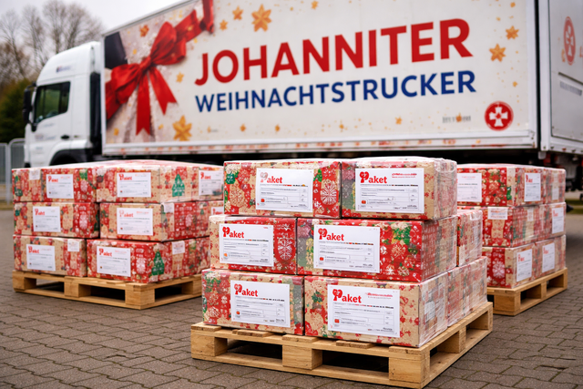 Symbolbild: Der Johanniter-Weihnachtstrucker ist auf dem Weg  zum Zentrallager in Nordrumänien | Foto: KI-generiert