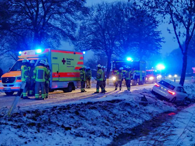 Bei Glätte kam dieses Fahrzeug von der Straße ab, rutschte in den Seitengraben und landete an einem Baum | Foto: Erwin Bube, Feuerwehr Bützfleth