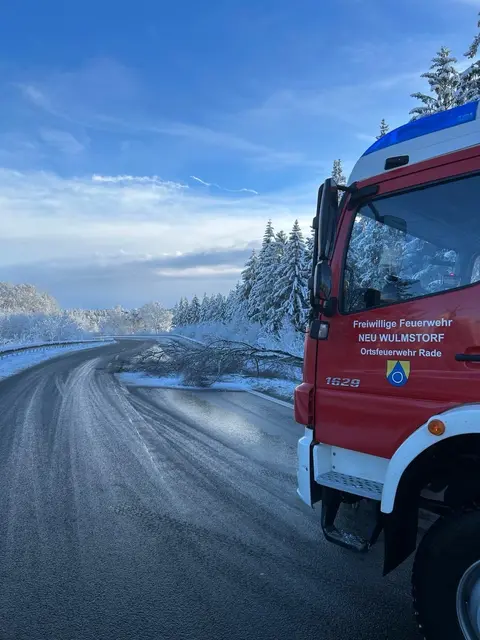 Auch auf der A261 beim Buchholzer Dreieck musste die Feuerwehr Rade einen umgestürzten Baum von der Fahrbahn entfernen | Foto: Tjark Ohzkinat/GPW Neu Wulmstorf