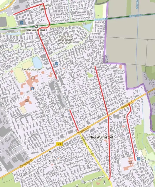 Die markierte Straßen wurden im neuen Verkehrskonzept mit Tempo-30 ausgewiesen | Foto: Gemeinde Neu Wulmstorf