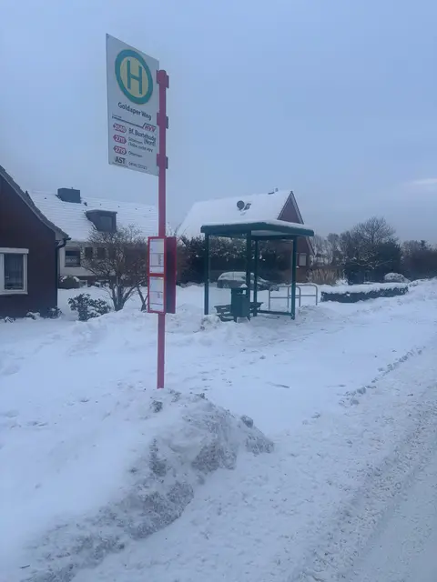 Bushaltestelle im Schnee.