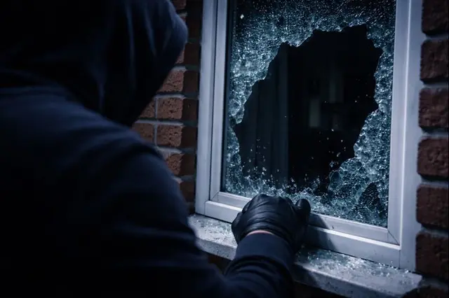 Täter zerschlägt Fenster_Symbolbild | Foto: jvp_KI_generiert