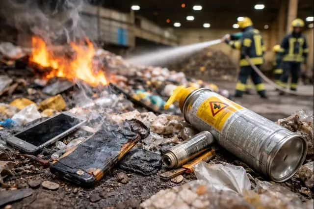 Falsche Entsorgung von Akkus und Bauschaum kann zu Bränden führen_Symbolbild | Foto: jvp_KIgeneriert