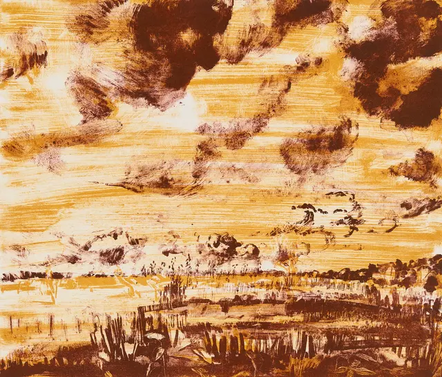 Yvette Kiessling, aus der Reihe „Hohes Moor“ (2022, mehrfarbige Tuschelithografie, 42 x 48 cm)  | Foto: © VG Bild-Kunst Bonn