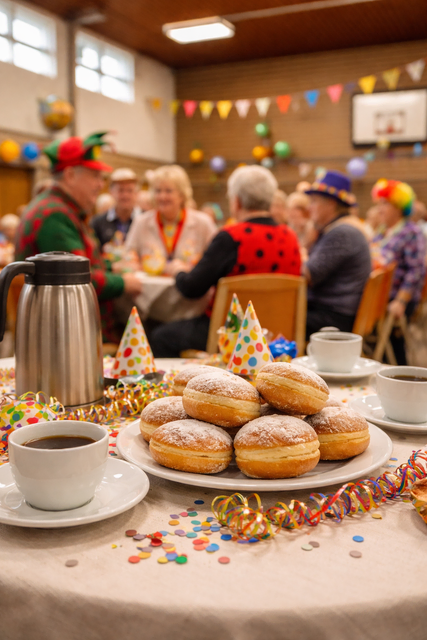 Der DRK-Ortsverein Stöckte lädt am 16. Februar zum Rosenmontagskaffee in die Turnhalle ein (Symbolbild) | Foto: KI-generiert