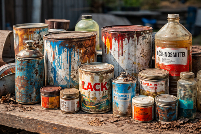 Sonderabfälle wie alte Lackdosen und Reste von Lösungsmitteln können am Schadstoffmobil abgegeben werden (Symbolbild) | Foto: KI-generiert