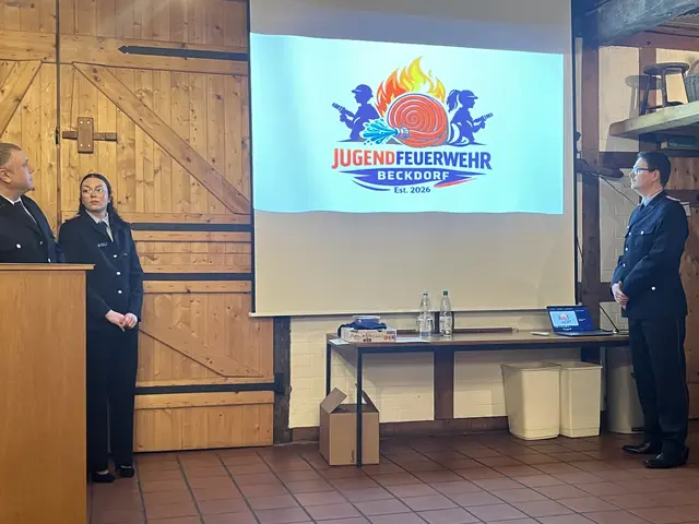 Das Logo der Jugendfeuerwehr Beckdorf wurde bei der Gründungsveranstaltung stolz präsentiert | Foto: Sandra Polenz