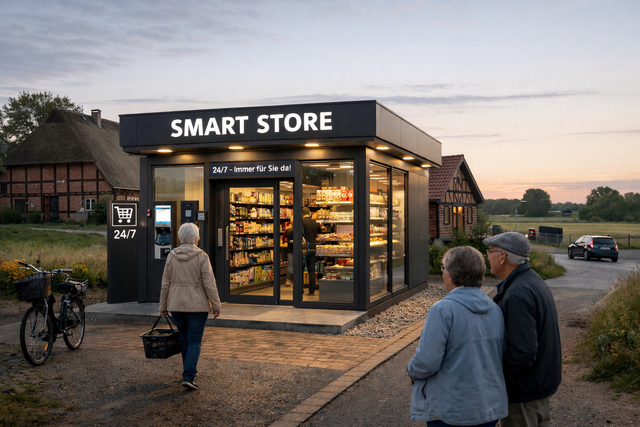 In einem Smart Store ist oftmals das Einkaufen rund um die Uhr möglich | Foto: KI-generiert