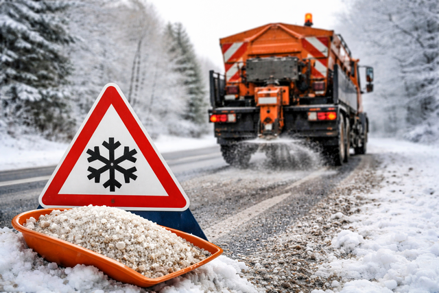 Streufahrzeug bei Straßenglätte (Symbolbild) | Foto: KI-generiert