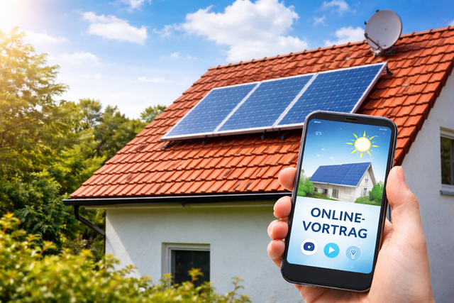 Online Vortrag zum Thema Solarstrom vom eigenen Dach (Symbolbild) | Foto: KI generiert