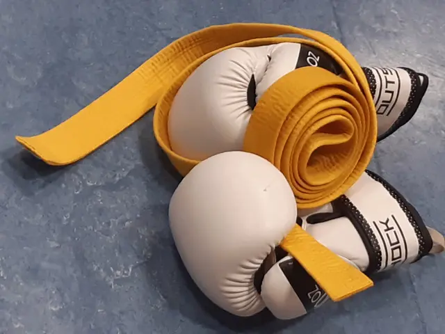  Themenfoto Kickboxen - Boxhandschuhe und gelber Gürtel | Foto: TuS Fleestedt
