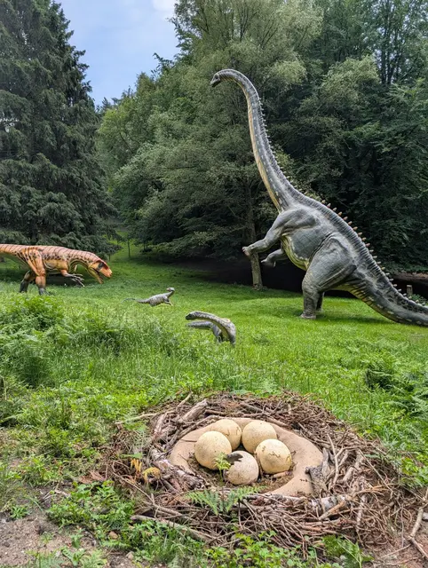 Lebensgroße Dinosauriermodelle beeindrucken Besucher im Wildpark Schwarze Berge, vom Schlüpfling bis hin zu lebensgroßen Dinsoraurien. | Foto: Wildpark Schwarze Berge