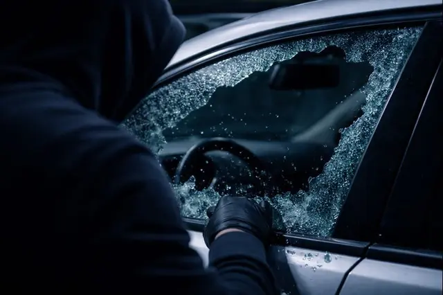 Eingeschlagene Autoscheibe (Symbolbild) | Foto: KI generiert