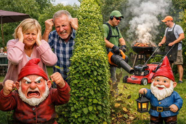 Röhrende Gartenmotorgeräte, rauchende Grills und hässliche Gartenzwerge: Im Frühjahr beginnt wieder die Zeit der Nachbarschaftsstreits | Foto: KI-generiert