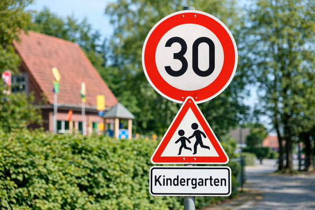 Vor Kitas gilt meist Tempo 30 (Symbolbild) | Foto: KI-generiert