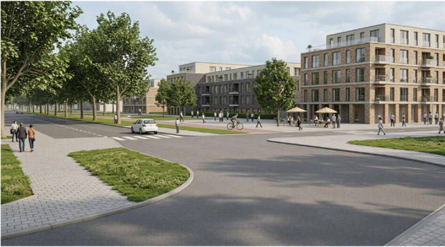 So könnte der Blick in das Neubaugebiet auf dem ehemaligen Rütgersgelände aussehen | Foto: Visualisierung: Jens Heitmann Architekturbüro