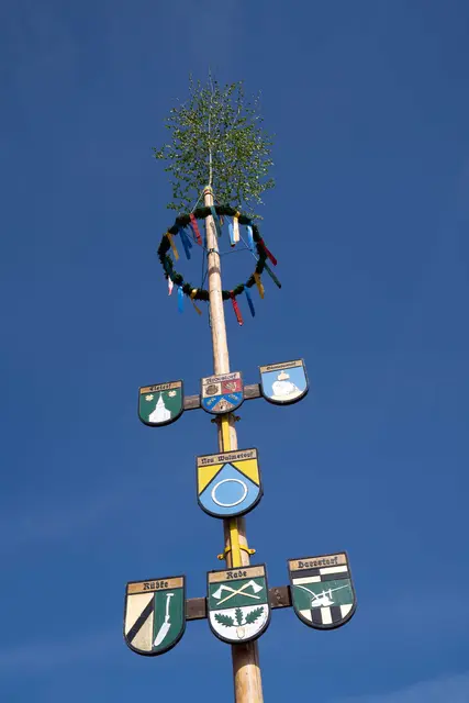 Tradition im Mittelpunkt: Der geschmückte Maibaum ist ein fester Bestandteil des 1.-Mai-Festes in Neu Wulmstorf | Foto: Katharina Bodmann
