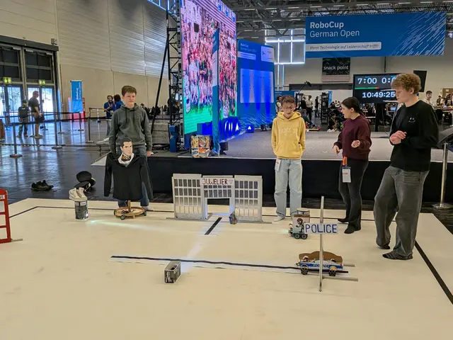 Das Team bei den Deutschen Meisterschaften in Köln. Vor der Präsentation wurden Technik und Programmierung optimiert. | Foto: Athenaeum