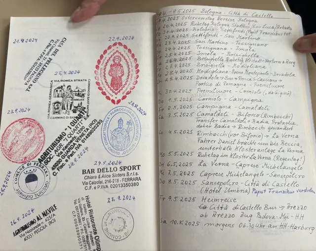 Gesammelte Stempel und ein Teil des Reiseverlaufs | Foto: sts