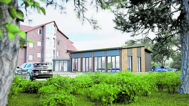 Ein moderner Anbau soll als neuer Gemeinschaftsraum genutzt werden | Foto: Altenheim Homann