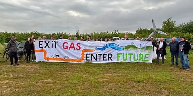 Die Fahrradprotestler wenden sich gegen die weitere Nutzung fossiler Brennstoffe wie Gas | Foto: Gerke