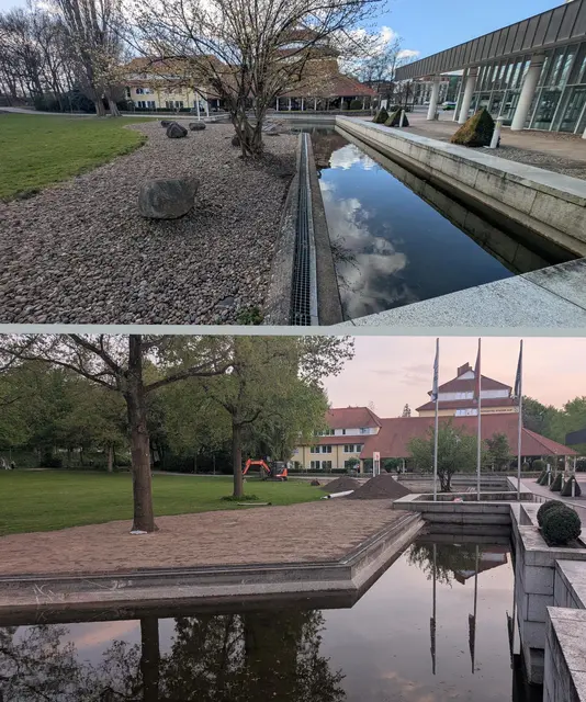 Am Stadeum war bis vor Kurzem noch eine größere Fläche geschottert (Bild oben). Inzwischen ließ die Stadt die Steine beseitigen und Gras aussäen | Foto: jd