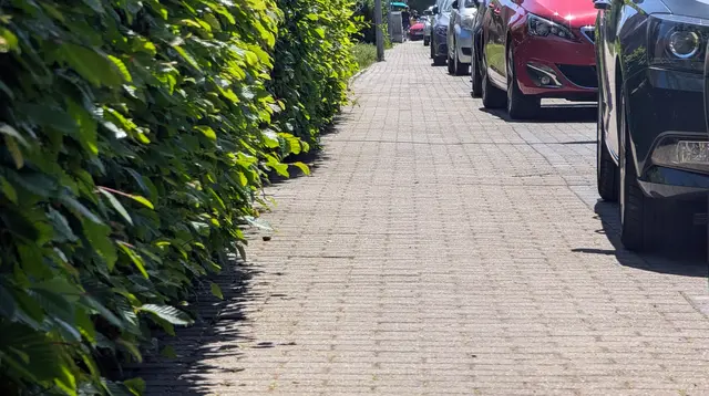 Durch das erlaubte Gehwegparken wird der Platz knapp in der Niedersachsenstraße | Foto: Jan Filter