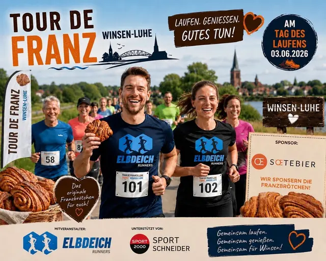 Die Elbdeichrunners, Sport Schneider und Soetebier laden in Winsen zur Tour de Franz am 3. Juni | Foto: KI