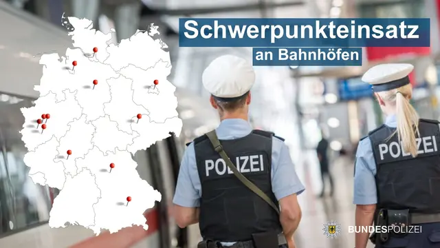 Die Übersicht zeigt eine Auswahl von Bahnhöfen, an denen die Bundespolizei Schwerpunktmaßnahmen trifft | Foto: Bundespolizei