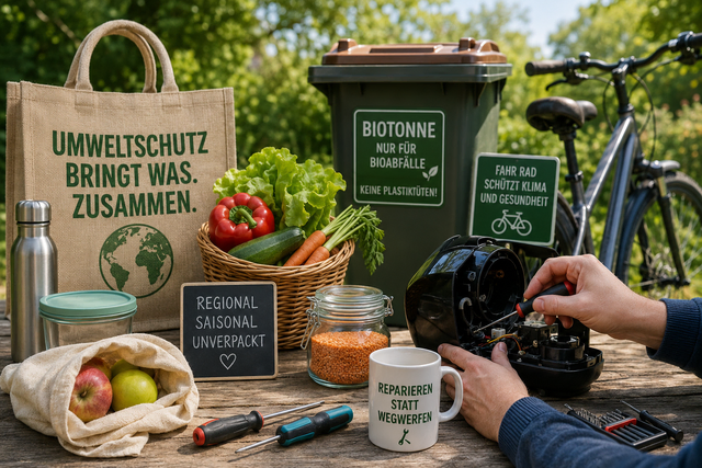Es gibt viele Möglichkeiten, den Alltag umweltfreundlich zu gestalten | Foto: KI-generiert
