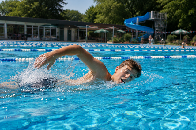 Für jede geschwommene Bahn im Bützflether Freibad wandern 50 Cent in die Spendenkasse | Foto: KI-generiert