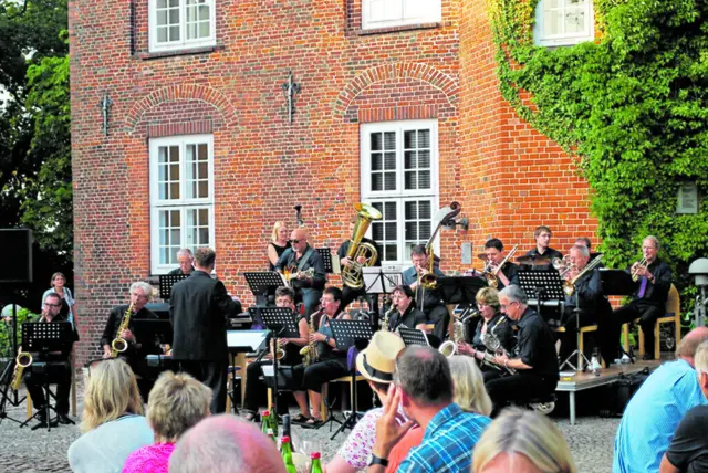 Die Bigband Sondtrain tritt auf dem Pferdemarkt auf | Foto: Rieke Buning