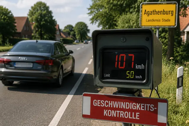 In Agathenburg wurde ein Raser innerörtlich mit 107 Stundenkilometern geblitzt (Symbolbild) | Foto: KI-generiert