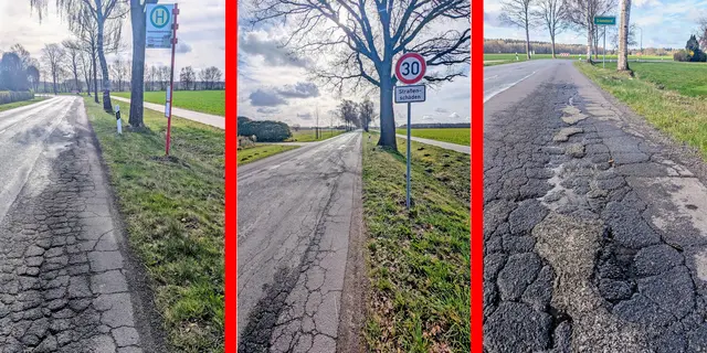 Die Kreisstraße 53 zwischen Griemshorst und Kammerbusch ist in einem desolaten Zustand. Die Strecke wird in der zweiten Junihälfte saniert | Foto: jd